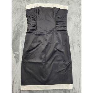 NEW Kay Unger Contrastโ Trim Strapless Mini Sheath Dress Size 10 Black White